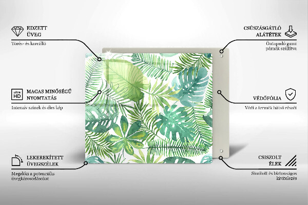 Üveg vágódeszka Akvarell boho levelek