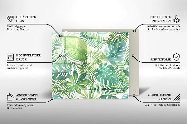 Üveg vágódeszka Akvarell boho levelek