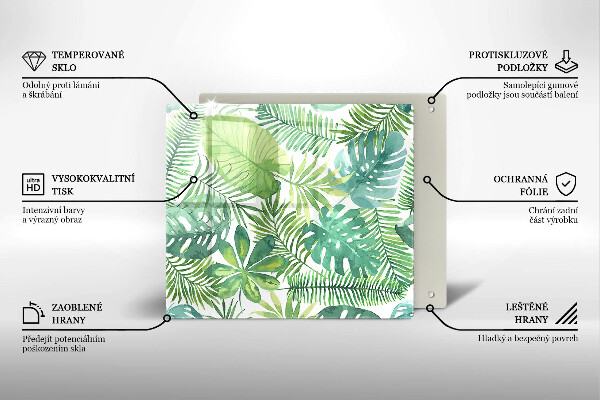 Üveg vágódeszka Akvarell boho levelek