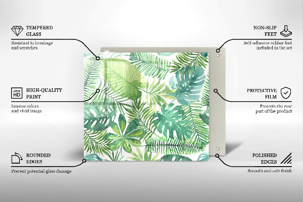 Üveg vágódeszka Akvarell boho levelek