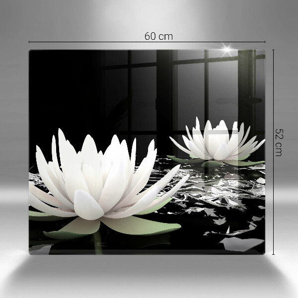 Üveg vágódeszka Fehér liliomok a vízen