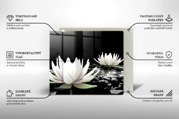 Üveg vágódeszka Fehér liliomok a vízen