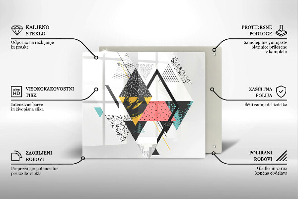 Üveg vágódeszka Absztrakt háromszögek