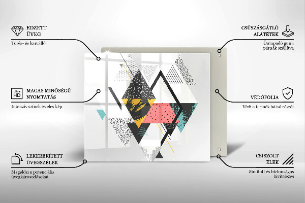 Üveg vágódeszka Absztrakt háromszögek