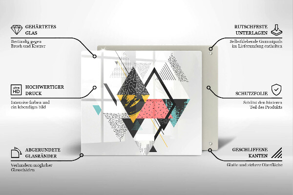 Üveg vágódeszka Absztrakt háromszögek