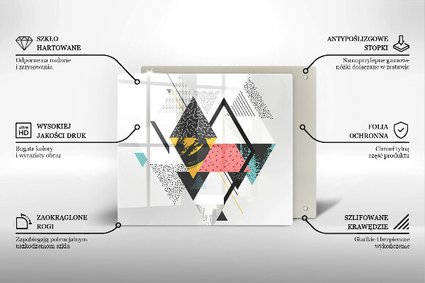 Üveg vágódeszka Absztrakt háromszögek