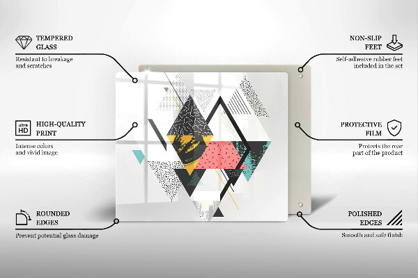 Üveg vágódeszka Absztrakt háromszögek