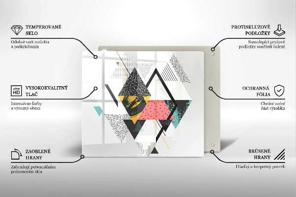 Üveg vágódeszka Absztrakt háromszögek