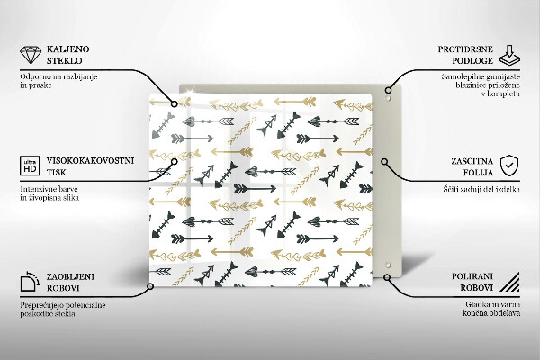 Üveg vágódeszka Boho nyilak minta