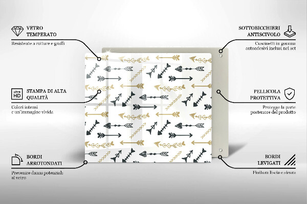 Üveg vágódeszka Boho nyilak minta
