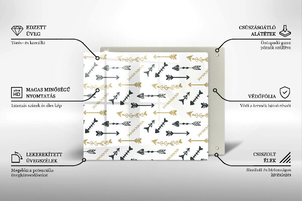 Üveg vágódeszka Boho nyilak minta