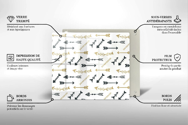 Üveg vágódeszka Boho nyilak minta