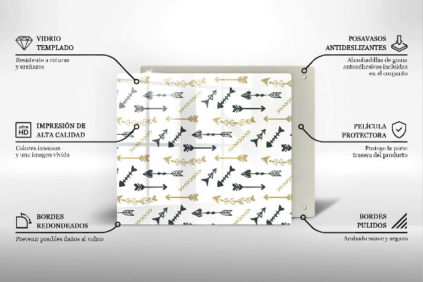 Üveg vágódeszka Boho nyilak minta