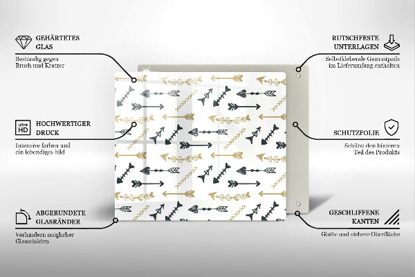 Üveg vágódeszka Boho nyilak minta