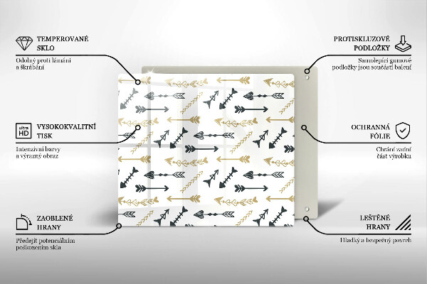 Üveg vágódeszka Boho nyilak minta