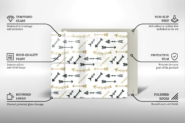 Üveg vágódeszka Boho nyilak minta