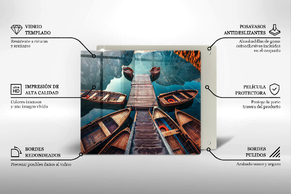 Üveg vágódeszka Csónakok a tavon