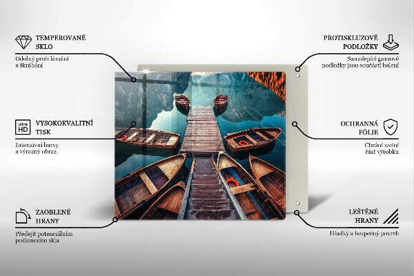 Üveg vágódeszka Csónakok a tavon