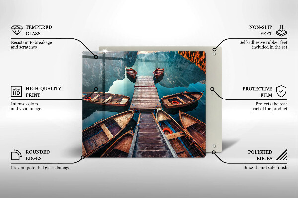 Üveg vágódeszka Csónakok a tavon