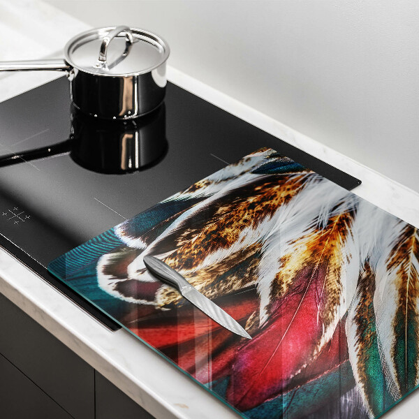 Üveg vágódeszka Boho madártollak