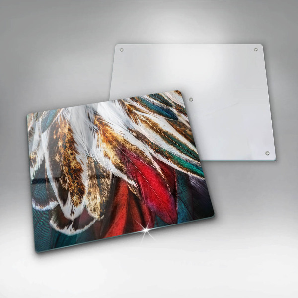 Üveg vágódeszka Boho madártollak