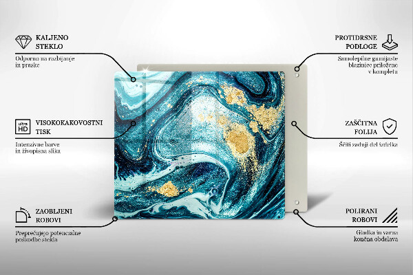 Üveg vágódeszka Kék arany absztrakció