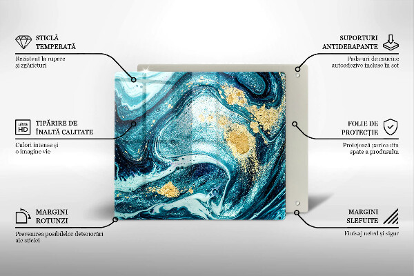 Üveg vágódeszka Kék arany absztrakció