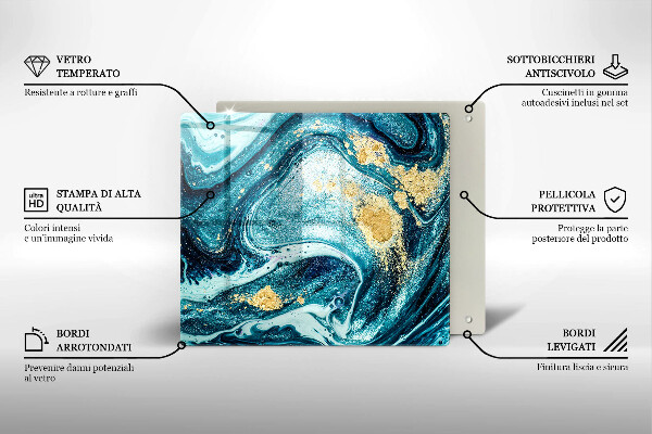 Üveg vágódeszka Kék arany absztrakció
