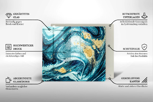 Üveg vágódeszka Kék arany absztrakció