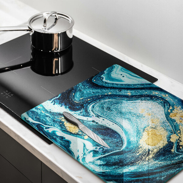 Üveg vágódeszka Kék arany absztrakció
