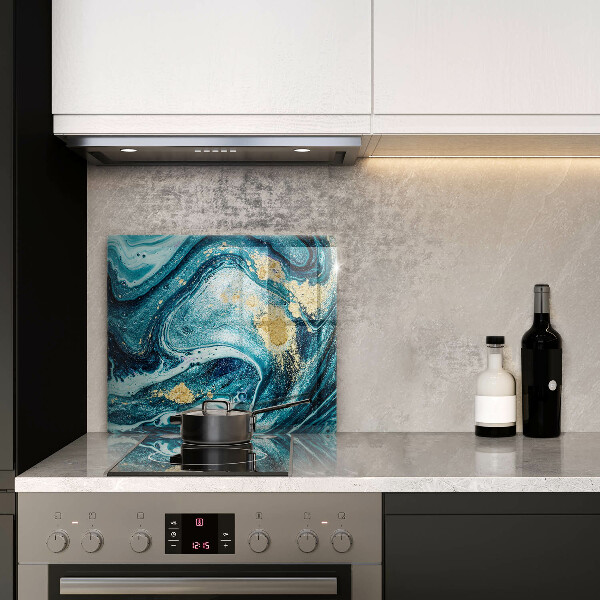 Üveg vágódeszka Kék arany absztrakció