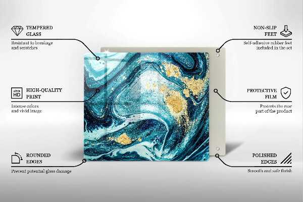 Üveg vágódeszka Kék arany absztrakció