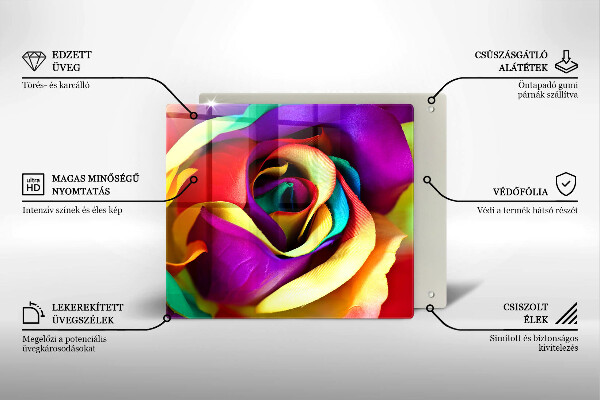 Üveg vágódeszka Színes rózsaszirom