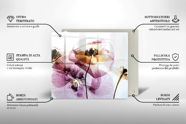 Üveg vágódeszka Finom virágok