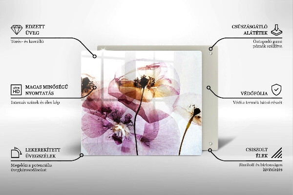 Üveg vágódeszka Finom virágok