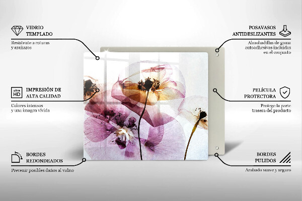 Üveg vágódeszka Finom virágok