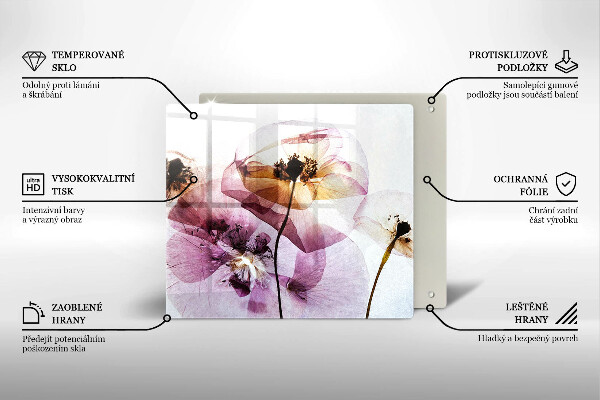 Üveg vágódeszka Finom virágok