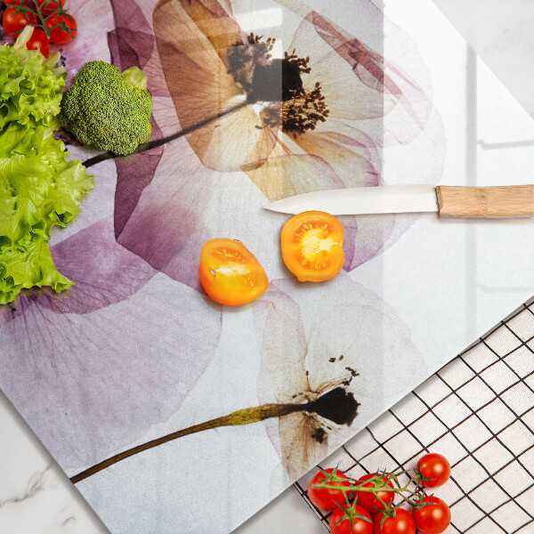 Üveg vágódeszka Finom virágok