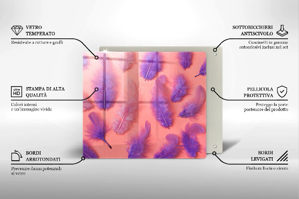 Üveg vágódeszka Bolyhos tollak