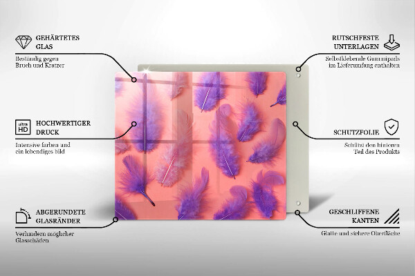 Üveg vágódeszka Bolyhos tollak