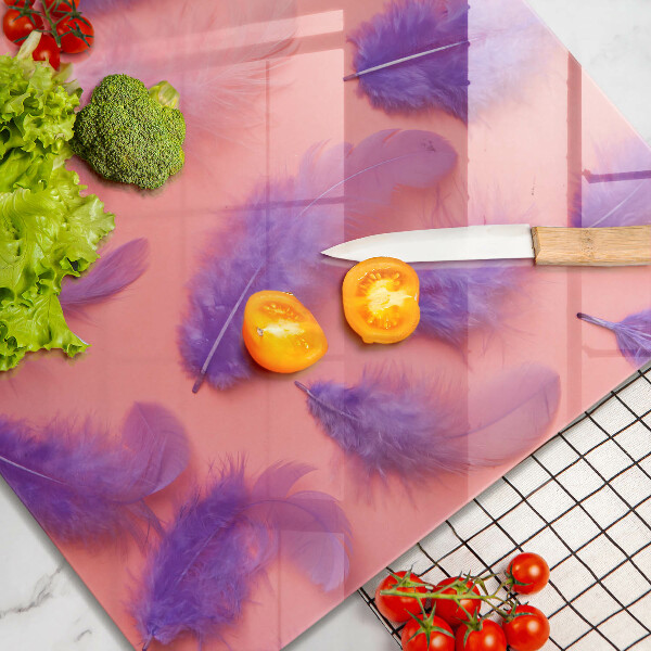 Üveg vágódeszka Bolyhos tollak