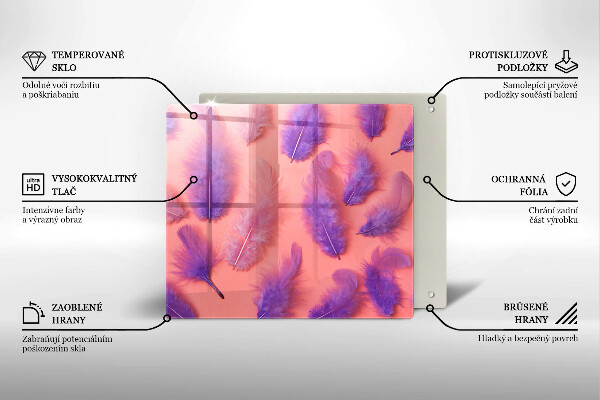 Üveg vágódeszka Bolyhos tollak