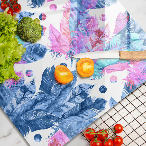 Üveg vágódeszka Tollak boho illusztráció