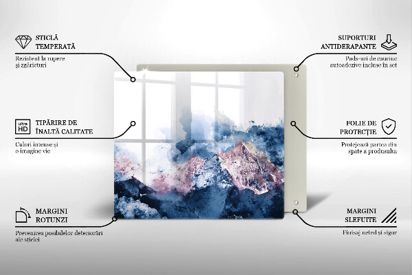 Üveg vágódeszka Absztrakt festett hegyek