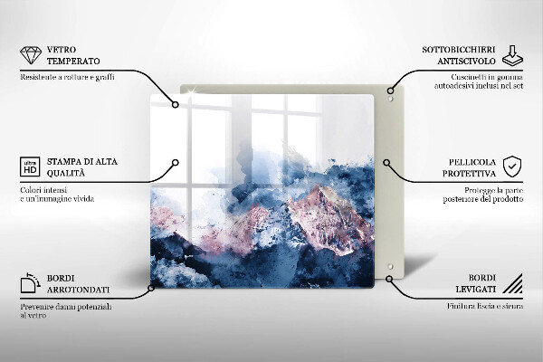 Üveg vágódeszka Absztrakt festett hegyek