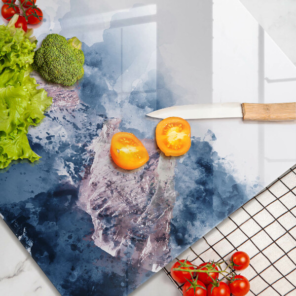 Üveg vágódeszka Absztrakt festett hegyek