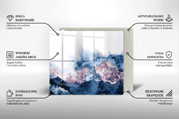 Üveg vágódeszka Absztrakt festett hegyek