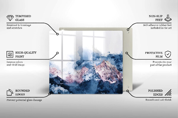 Üveg vágódeszka Absztrakt festett hegyek