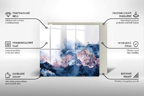 Üveg vágódeszka Absztrakt festett hegyek