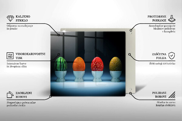 Üveg vágódeszka Absztrakt gyümölcs tojás